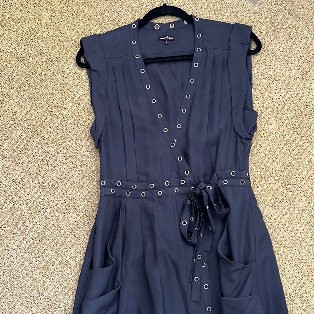 Nanette Lepore navy wrap dress with grommets